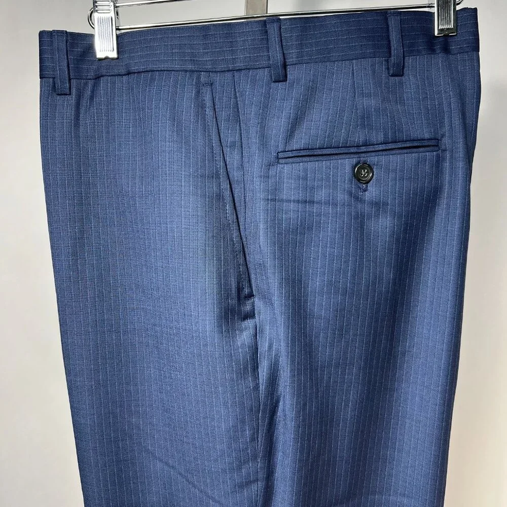 NWT 2 Pc 46L WALTER MORTON Men's Blue Pin Stripe Worsted Wool Blend Suite